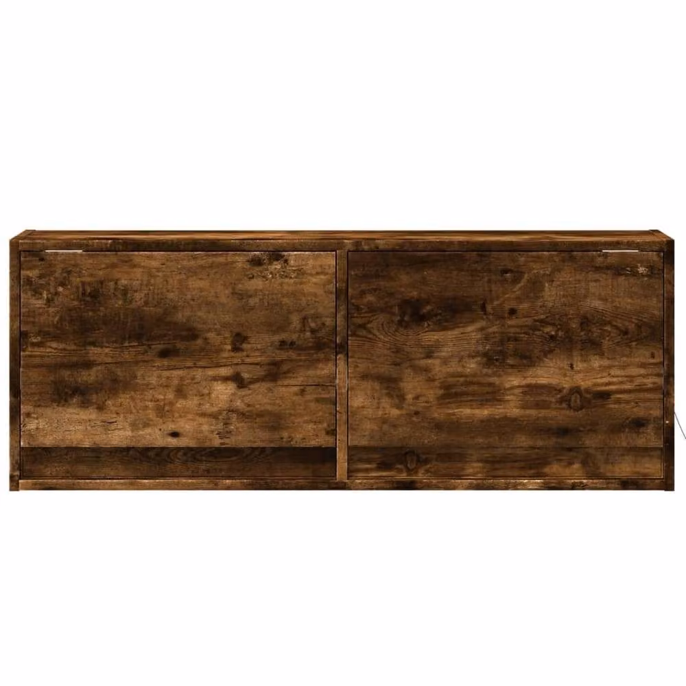 Berkfield Home TV Wall Cabinet with LED Lights in Smoked Oak Brown, W/D/H: 100 x 31 x 35 cm – 5
