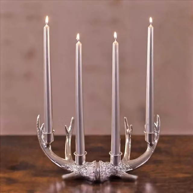 Marco Paul Silver Taper Candle, 4 Pack