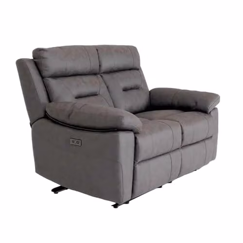 Furnishings For Less UK Lucy 3 Piece Electric Power Recliner Sofa Suite in Grey Fabric with USB Charging Ports, including 3 Seater Sofa, 2 Seater Sofa and Armchair – 3