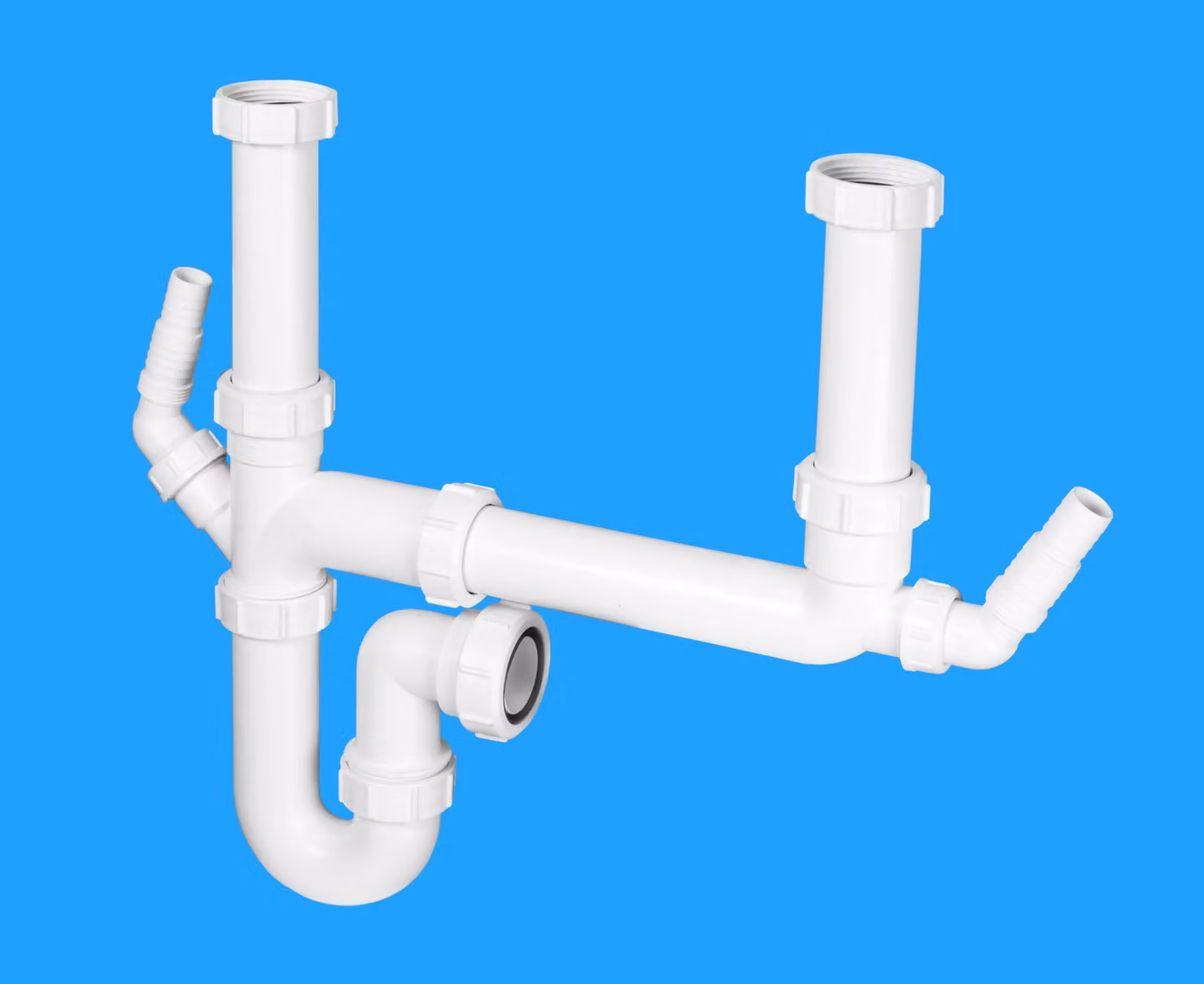 McAlpine SK2A Standard Double Bowl Kitchen Sink Waste Kit in White – 2