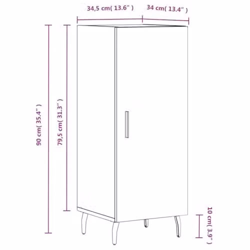 vidaXL Modern Black Sideboard in MDF and Metal, W/D/H: 34.5 x 34.0 x 90.0 cm – 3