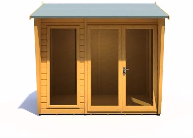 Shires Burghclere Wood Summerhouse in Light Brown, W/D/H: 251.4 x 233.5 x 230.7 cm