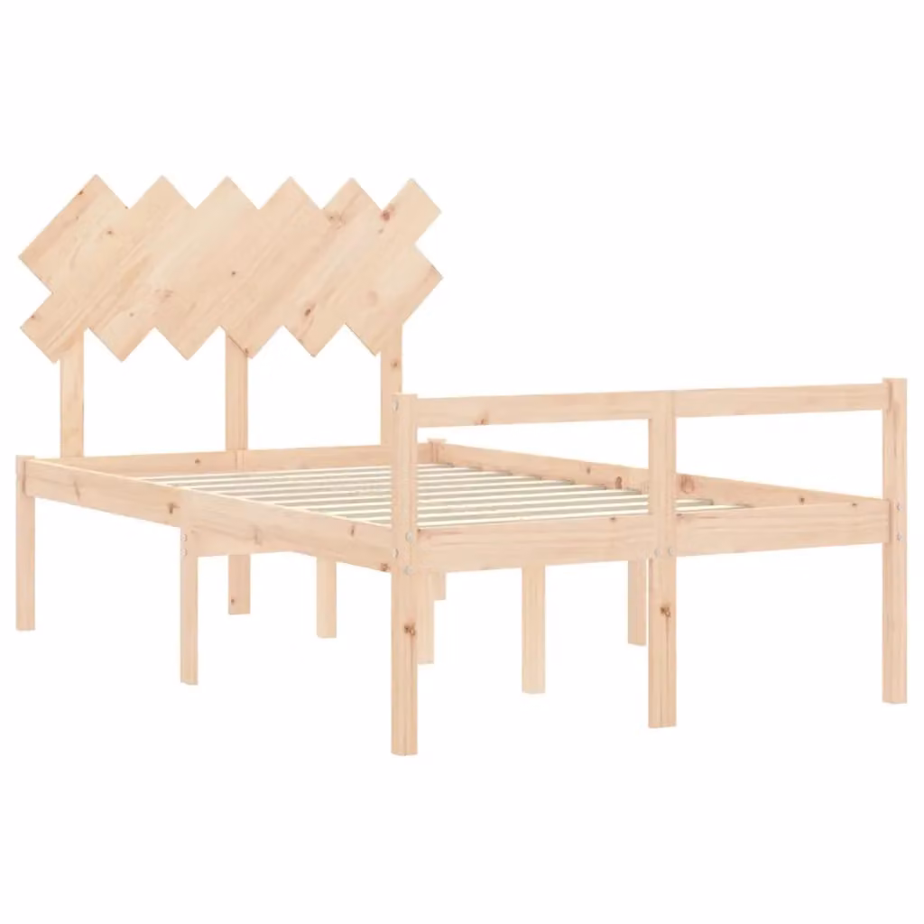 Berkfield Home Small Double Solid Wood Bed Frame with Headboard in Brown Pine – 2