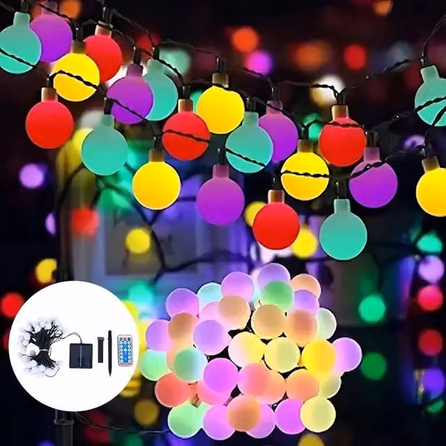 SPETLEK Solar Powered Multicolour LED Globe Sphere String Lights with 100 RGB Bulbs