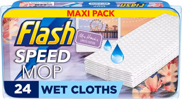 Flash Mrs Hinch Speed Mop Wet Cloths Midsummer Memories, White, Pack of 24