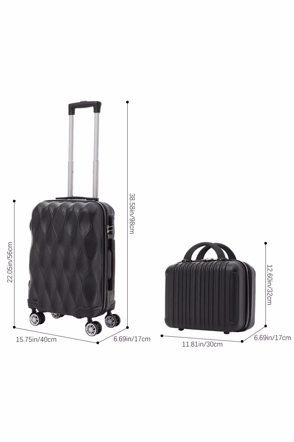 SHEONLY 2-Piece Hard Shell Travel Suitcase Luggage Set in Black – 5