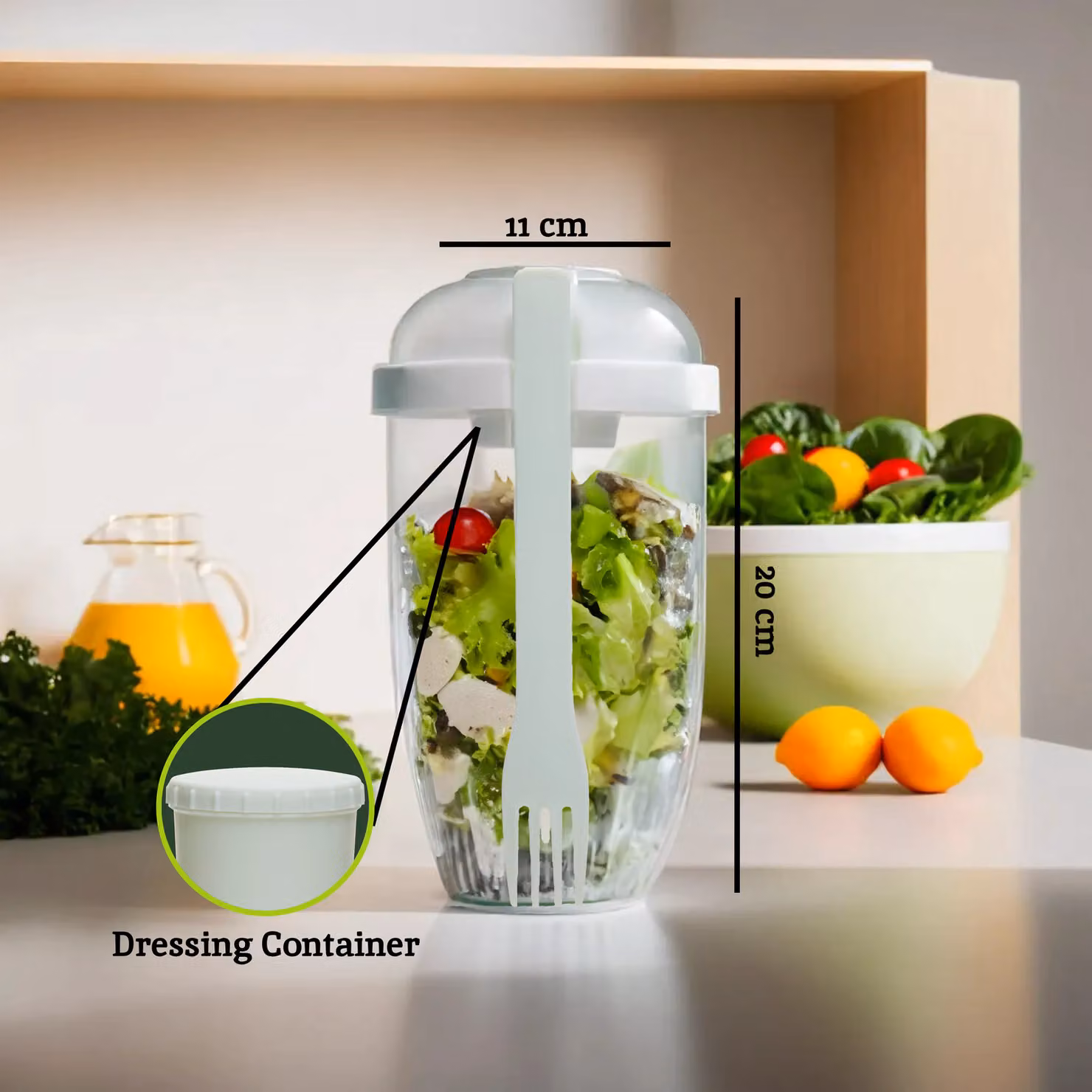 Orsina Multicolour Transparent Leakproof and Airtight Salad Storage Container with Cutlery, BPA Free – 2