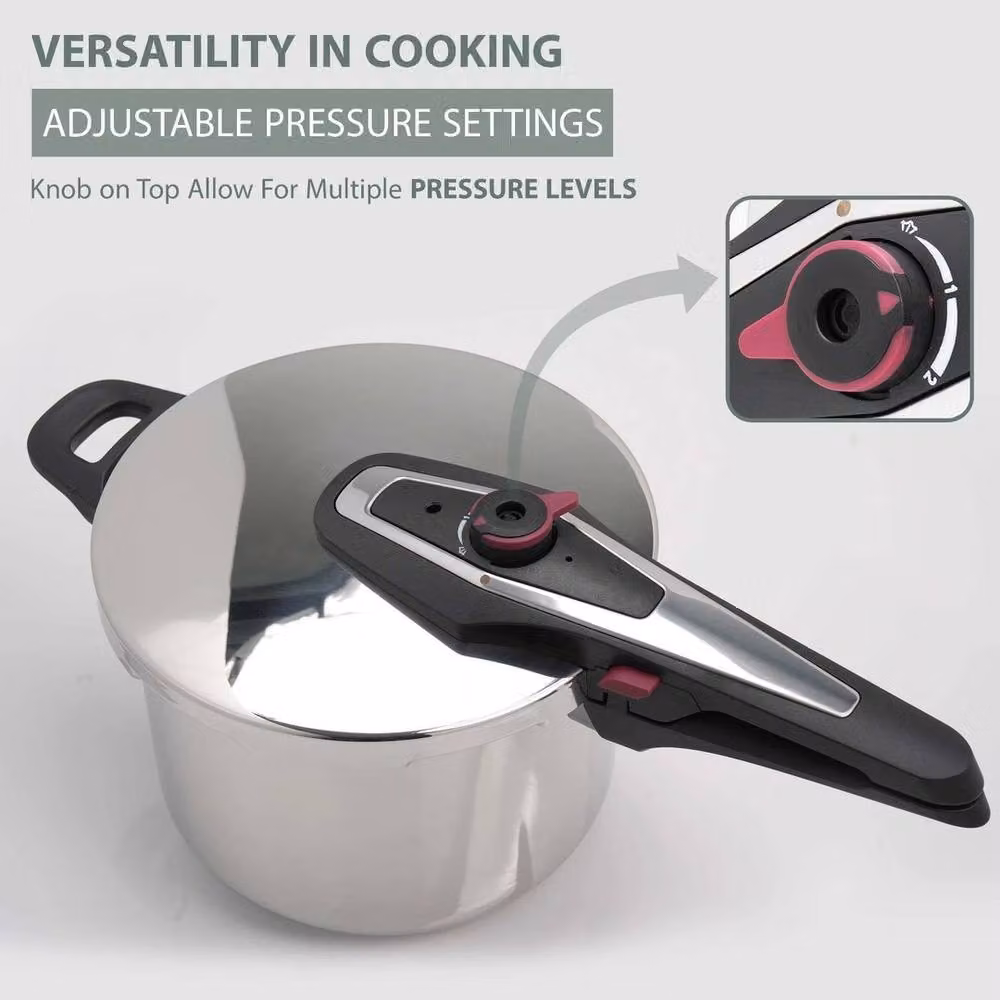 FORGEVIO Stainless Steel Dual Handle Pressure Cooker, 6 Litre, Silver – 4