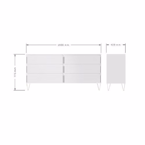 Timber Art Design Monaco 6 Drawer Chest in White and Gold – 2