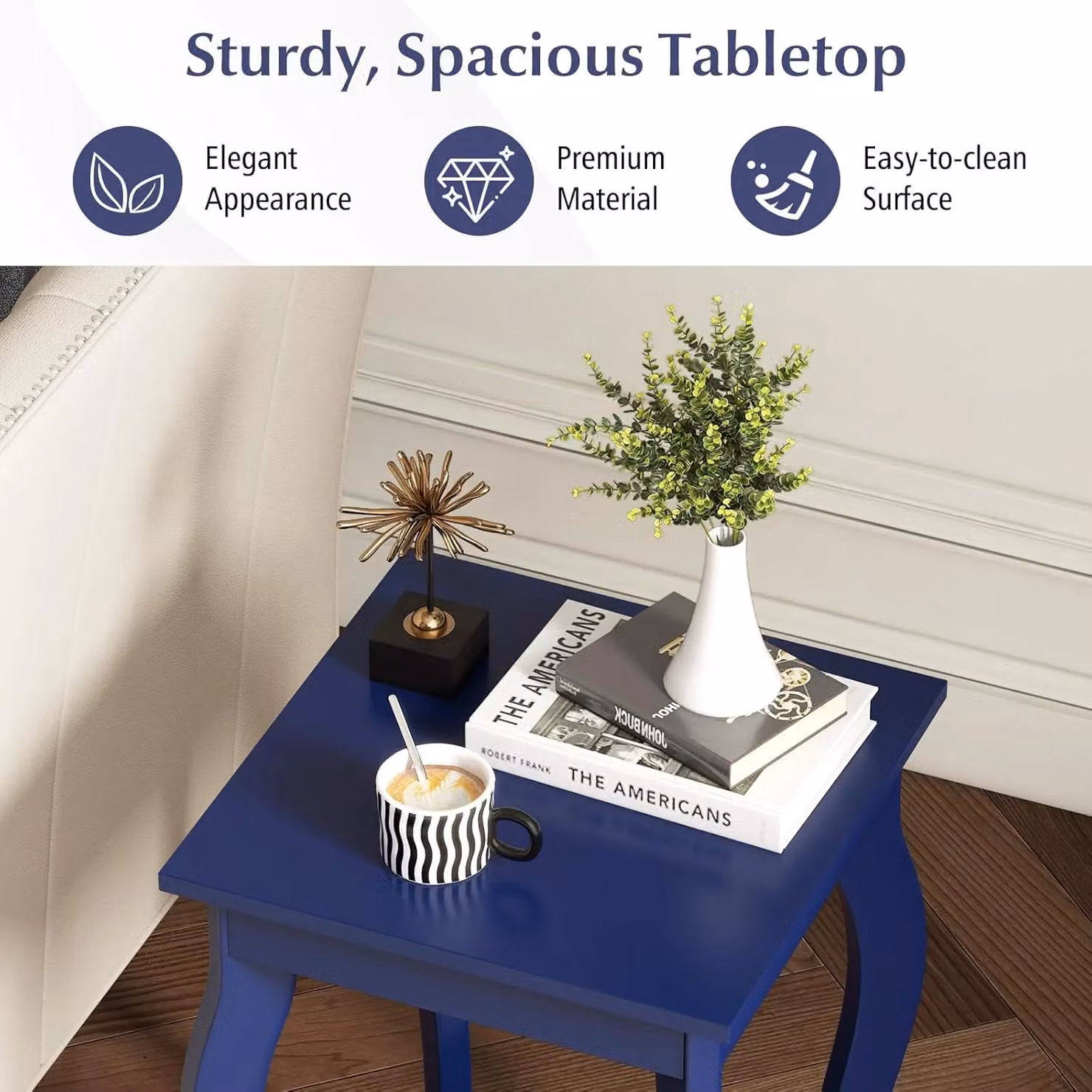 Gymax Set of 2 Blue 2-Tier Modern Accent End Tables with Curved Legs – 5