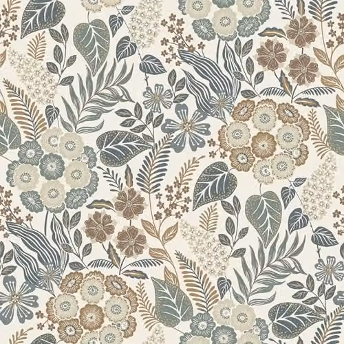 Grandeco Alice Mid Century Floral Botanical Textured Wallpaper, Multicolour – 1