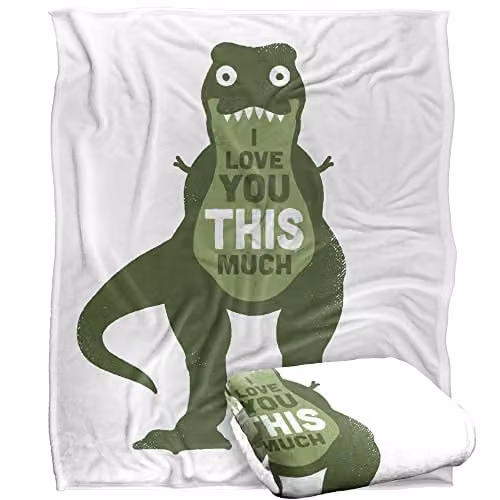 Bcreative David Olenick Amourosaurus Silky Touch Super Soft Fleece Throw Blanket, White, W/D/H: 152 x 127 cm