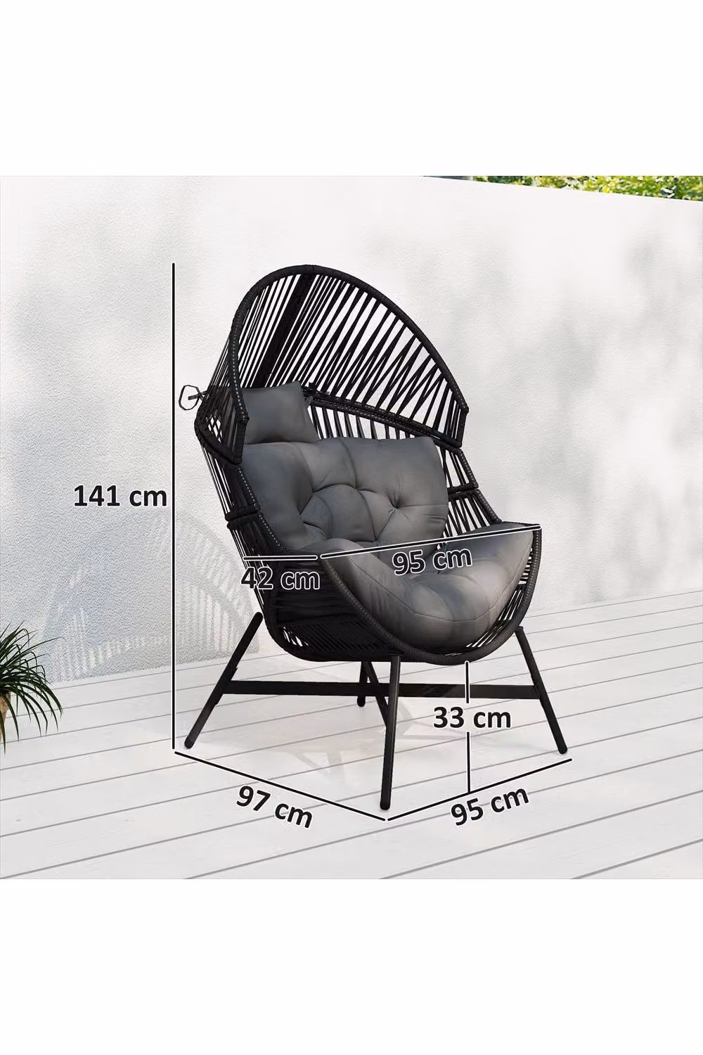 ERGOVEXA Rattan Egg Chair in Charcoal Grey – 2