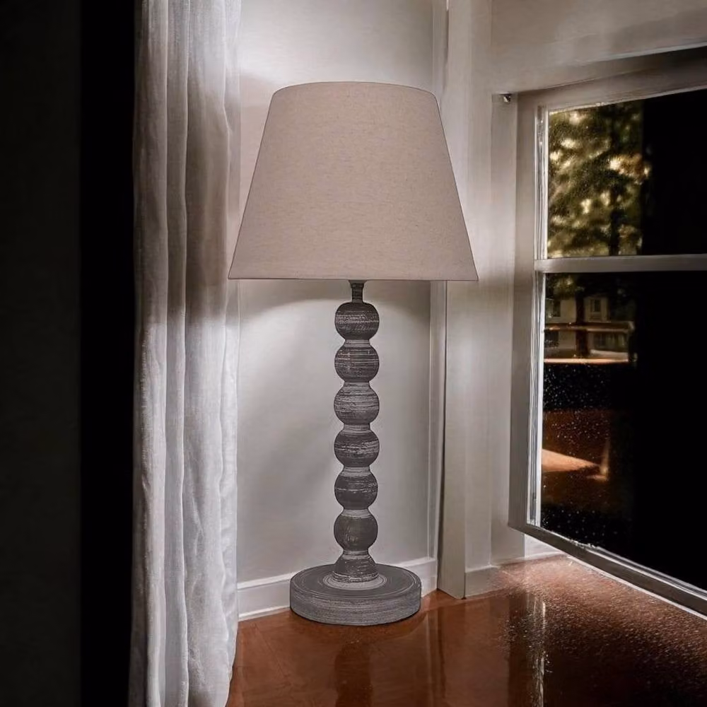 Minster Lamp and Shade in Brown, H 51 x W 12 x D 12 cm – 2