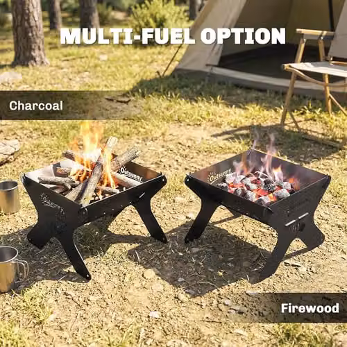 Outsunny Tabletop Charcoal BBQ and Portable Camping Fire Pit in Black – 4