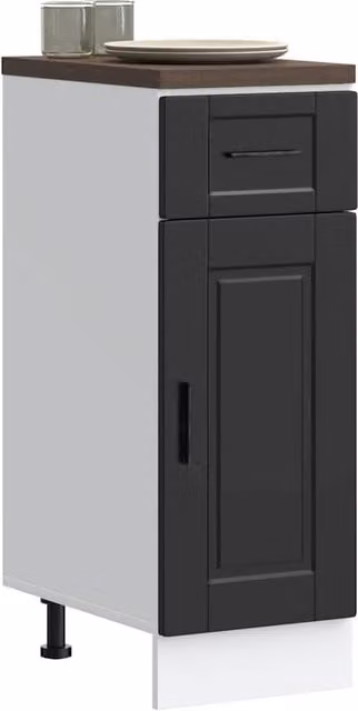Berkfield Home Porto Black Matt MDF Freestanding Kitchen Base Unit with Hinged Doors and Internal Shelves