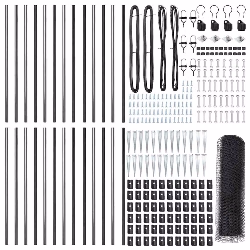 Berkfield Home Grey Powder-Coated Steel Hexagon Fence, 1 x 50 m – 4
