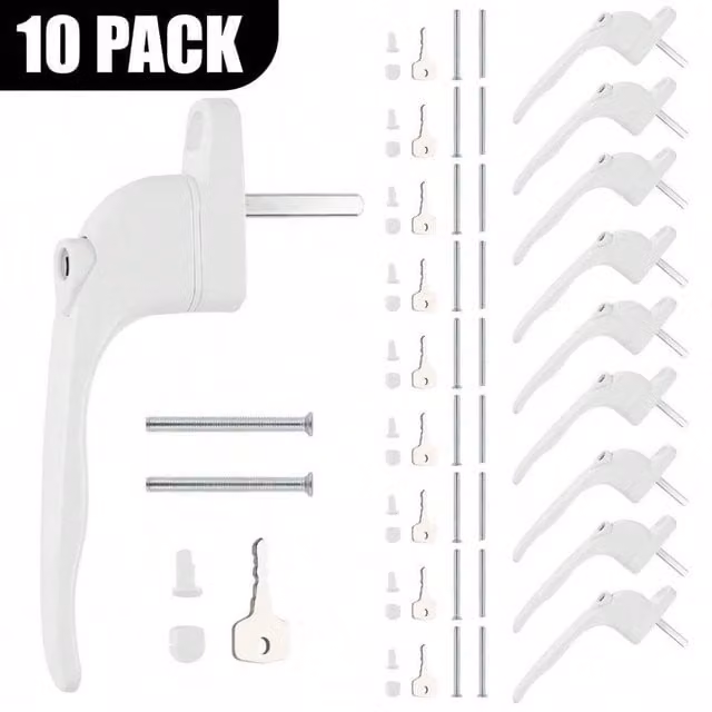 NESTLUNE 10-Piece White UPVC Universal Espag Key Locking Window Handles – 1