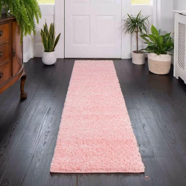 The Rug House Soft Value Shaggy Rug in Pink, W: 230 cm, D: 60 cm