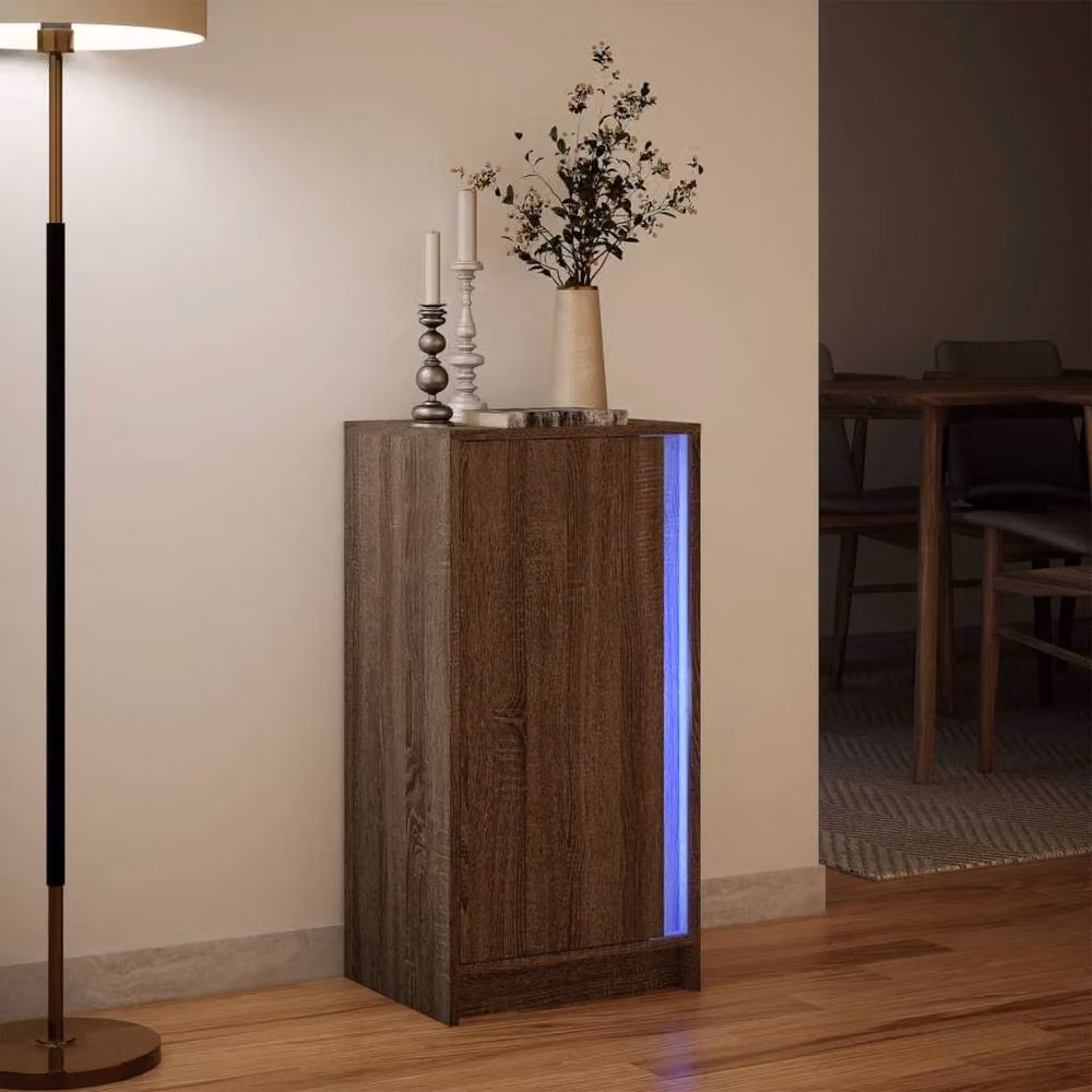 Berkfield Home Modern Sideboard in Brown Oak with Integrated LED Lighting, W/D/H: 42.5 x 34 x 85 cm – 3