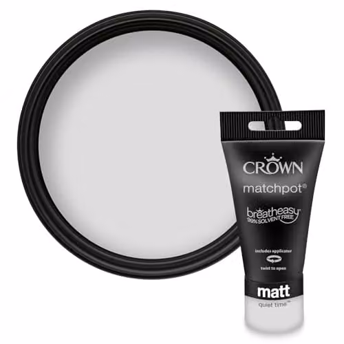 Crown Walls & Ceilings Pale Grey Matt Water Based Paint Tester Sample 40ml