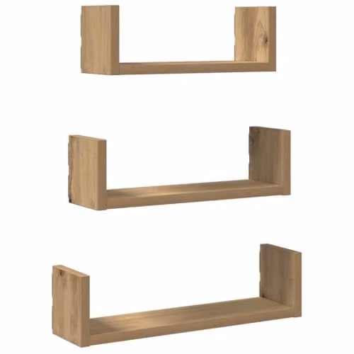 vidaXL Set of 3 Wall Mounted Shelves in Artisan Oak, Brown Engineered Wood