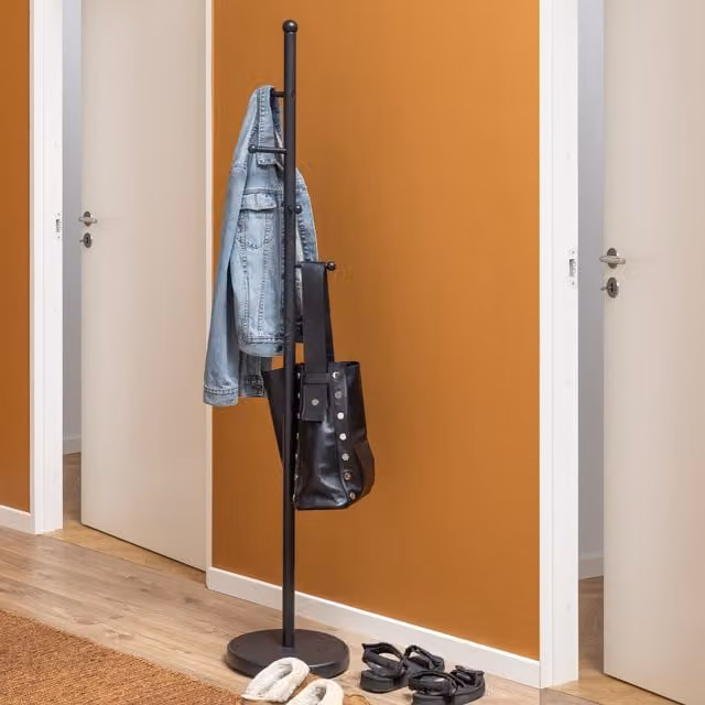 Furniture To Go Aspen Modern Metal Coat Hanger with Distributed Point Hooks in Matt Black