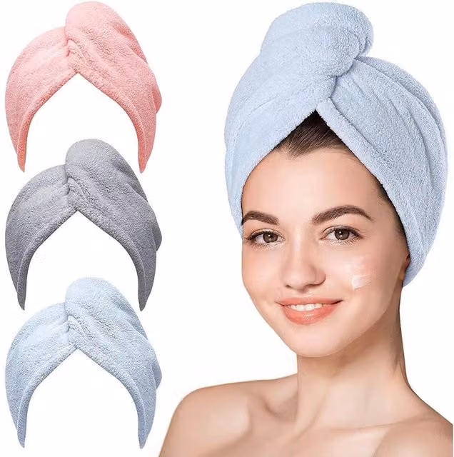 Pawnora Fluffy Multicolour Turban Towel Wrap for Adults
