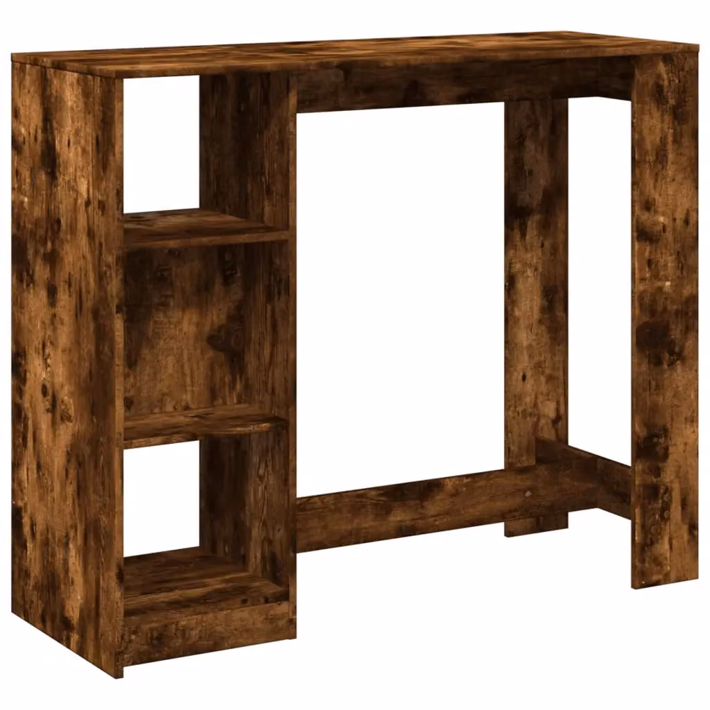 Berkfield Home Bar Table with Shelf in Smoked Oak Brown, W/D/H: 124 x 46 x 103.5 cm – 2