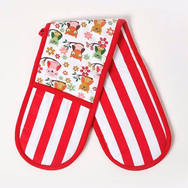 Homescapes Red Cotton Oven Glove