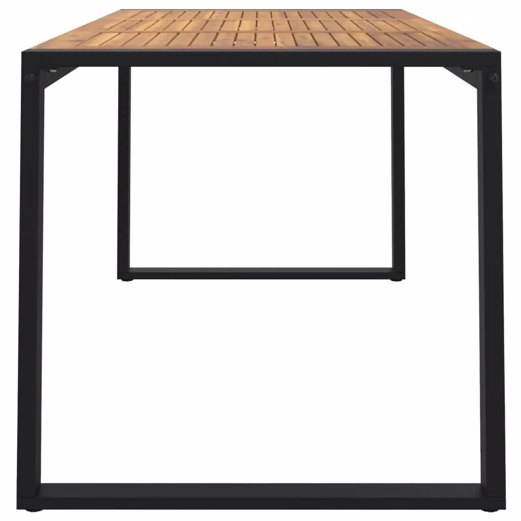 Berkfield Home Brown Acacia Wood Garden Table with U-shaped Legs W: 140 cm, D: 80 cm, H: 75 cm – 3