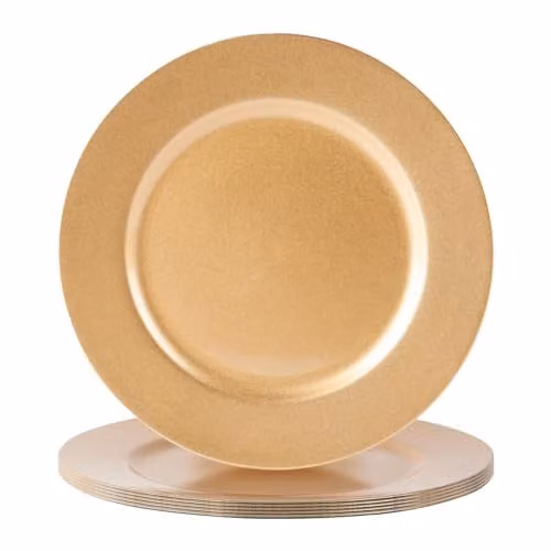 Argon Tableware Metallic Charger Plates in Gold, Pack of 6, Diameter: 33 cm – 1