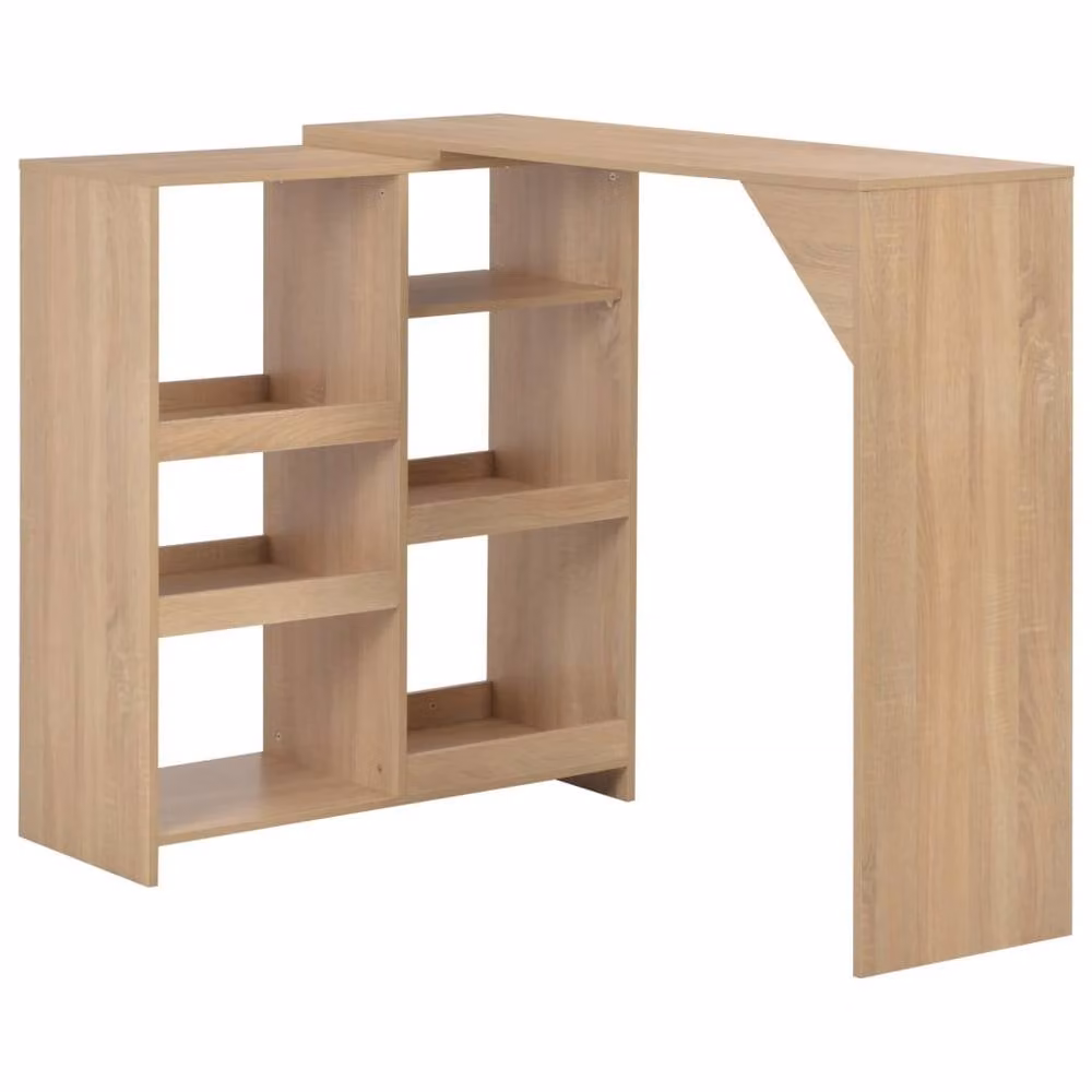 Berkfield Home Modern Oak Bar Table with Moveable Shelf in Light Oak, W: 138 cm, D: 39 cm, H: 110 cm – 2