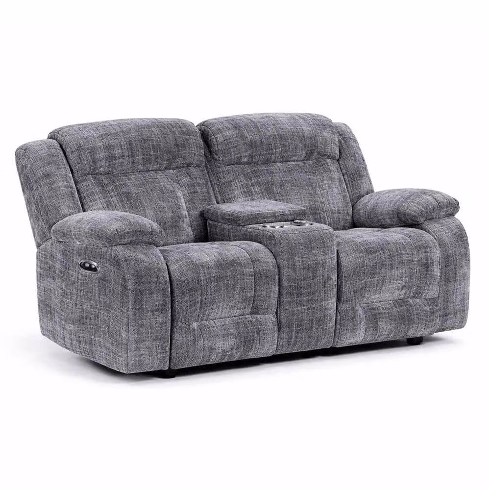 Furnishings For Less UK Unico Grey Fabric Reclining 3 + 2 Sofa Suite with USB Charging and Cup Holders