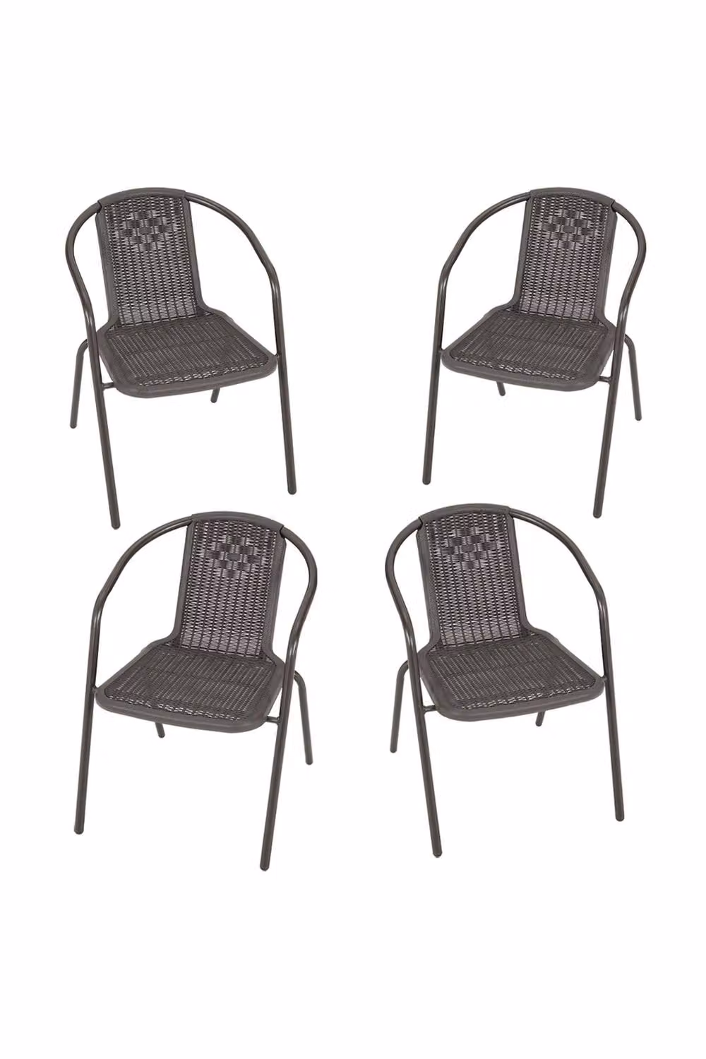 Garden Sanctuary Set of 4 Brown Rustic PE Rattan and Metal Stacking Garden Chairs – 2