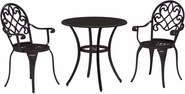 FLAVORA Black Aluminium Garden Table and Chairs Set – 1