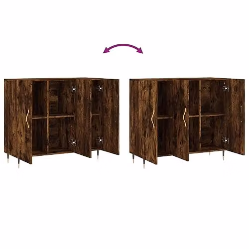 vidaXL Modern Sideboard in Smoked Oak Brown, W/D/H: 90 x 34 x 80 cm – 4