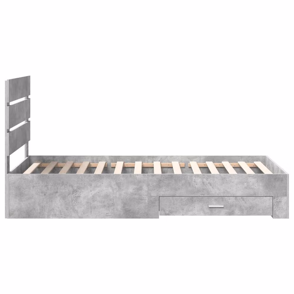 Berkfield Home Modern Bed Frame with Drawer in Concrete Grey, W/D/H: 90 x 200 cm, Engineered Wood – 2