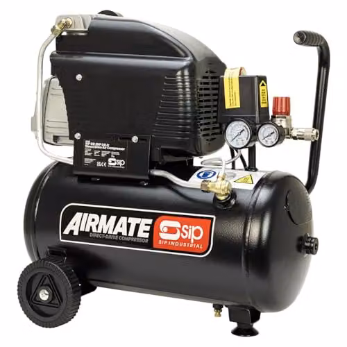 SIP Airmate Oil-Lubricated Direct Drive Air Compressor, 24L, 1.5kW, 8 Bar, Red and Black – 3