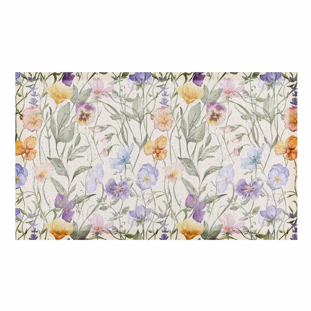 Artsy Mats Watercolour Wild Flowers Floral Doormat, Multicolour, W: 60 cm, D: 90 cm – 3
