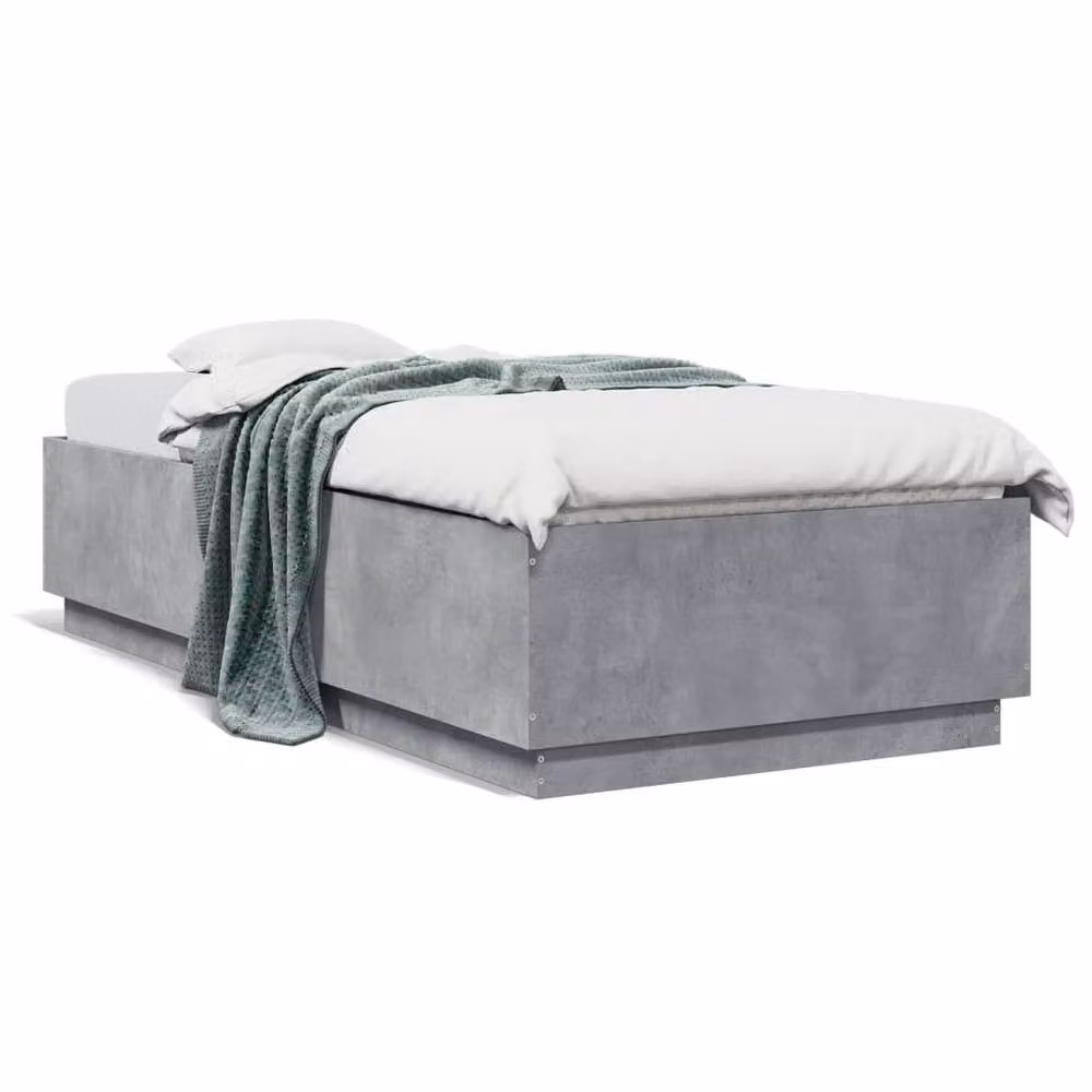 Berkfield Home Modern Bed Frame in Concrete Grey, W/D/H: 90 x 200 x 40 cm – 3