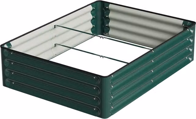 Livingandhome Metal Raised Garden Bed, Dark Green, W: 120 cm, D: 90 cm, H: 30 cm