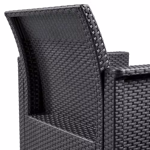 Keter Emma 4 Seater Lounge Set in Grey, featuring a 2-Seater Sofa, 2 Armchairs, a Storage Coffee Table and Cushions, Weatherproof Rattan-Style Wicker Furniture for Garden, Balcony or Terrace – 3