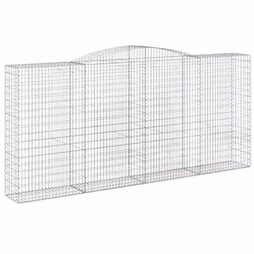 vidaXL Arched Gabion Baskets, 2 Pieces, Silver Galvanised Steel, W/D/H: 400 x 50 x 180/200 cm