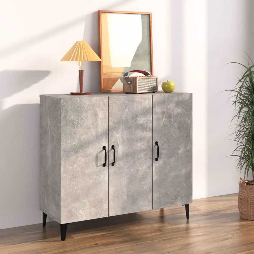 Berkfield Home Industrial Sideboard in Concrete Grey, W/D/H: 90 x 34 x 80 cm – 2