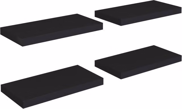 Berkfield Home Set of 4 Black Floating Wall Shelves, W: 50 cm, D: 23 cm, H: 4 cm – 1
