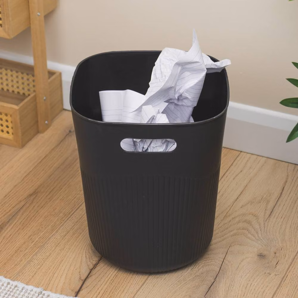 JVL Riblex Square Waste Bin 11L Black Plastic – 3