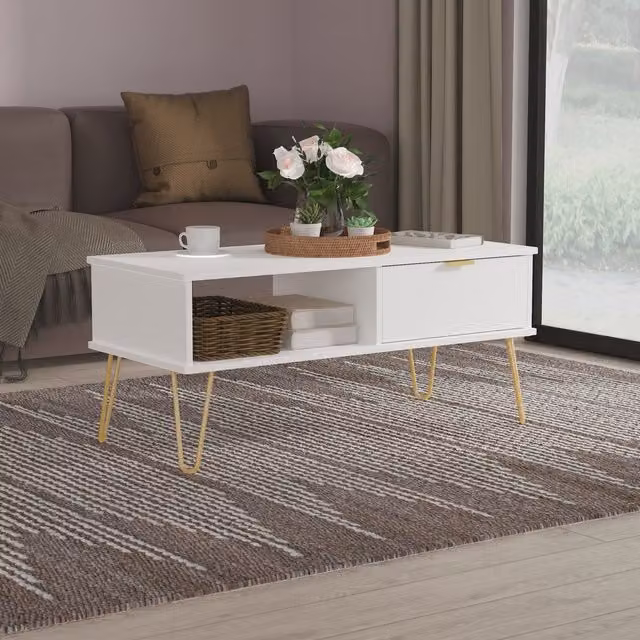 Ready Assembled 2 U Fuji 1 Drawer Coffee Table in White – 1