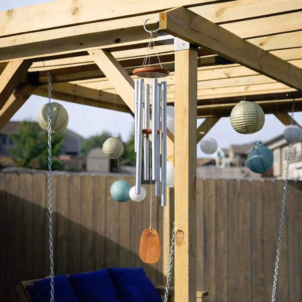Woodstock Chimes Amazing Grace Large Silver Metal Wind Chime – 6