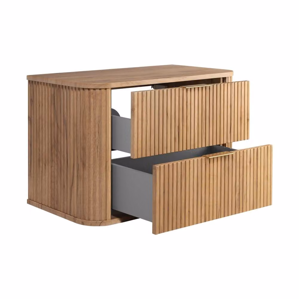 Heze Furniture Glamour Style 2 Drawer Bathroom Vanity Cabinet in Brown, W: 80 cm, D: 41.5 cm, H: 51.7 cm – 2